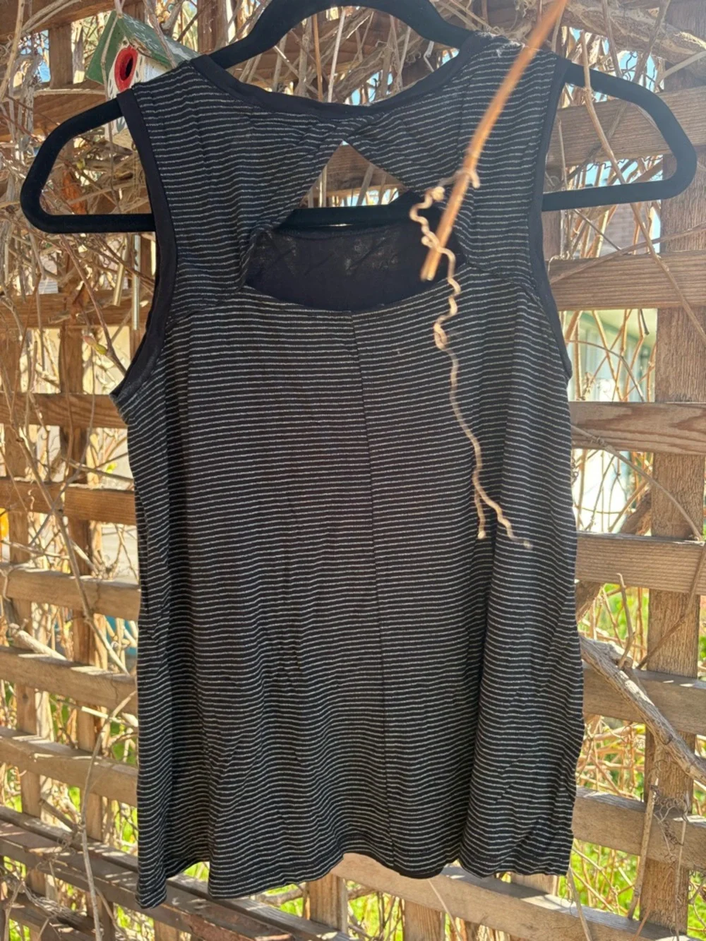 Old Navy Black Sleeveless Tank with Silver Stripe Accents - Picture 3 of 3